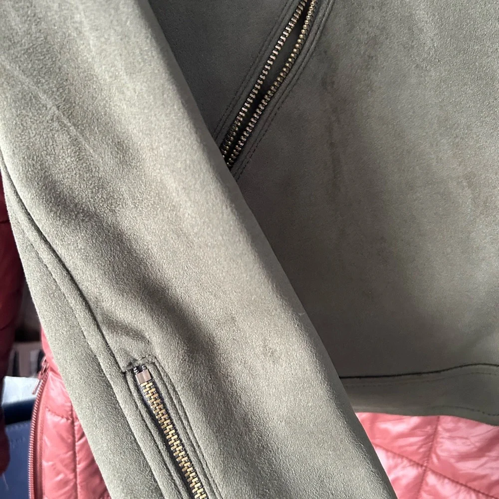 Dark Green Vegan Suede Jacket XS - Picture 5 of 15